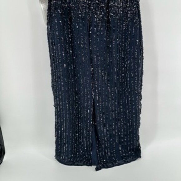 Mac Duggal Navy Blue Sequin Beaded Sleeveless Formal Gown Dress Size 8 - Picture 5 of 14